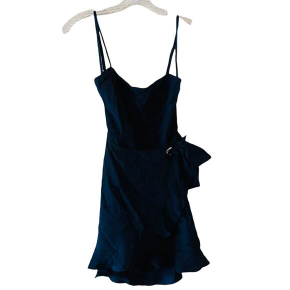 Selfie Leslie Pepita Cami Navy Wrap Ruffle Dress - Picture 3 of 11